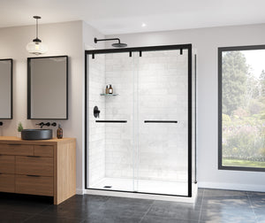 MAAX 135322-900-340-000 Uptown 56-59 x 76 in. 8 mm Bypass Shower Door for Alcove Installation with Clear glass in Matte Black