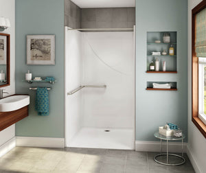 MAAX 106054-000-002-106 OPS-4248 - California Title 24 Grab Bar AcrylX Alcove Center Drain One-Piece Shower in White