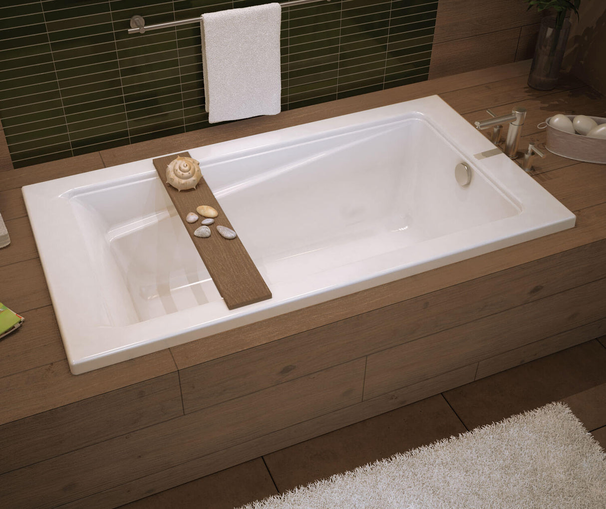 MAAX 106170-003-001-000 Exhibit 6036 Acrylic Drop-in End Drain Whirlpool Bathtub in White