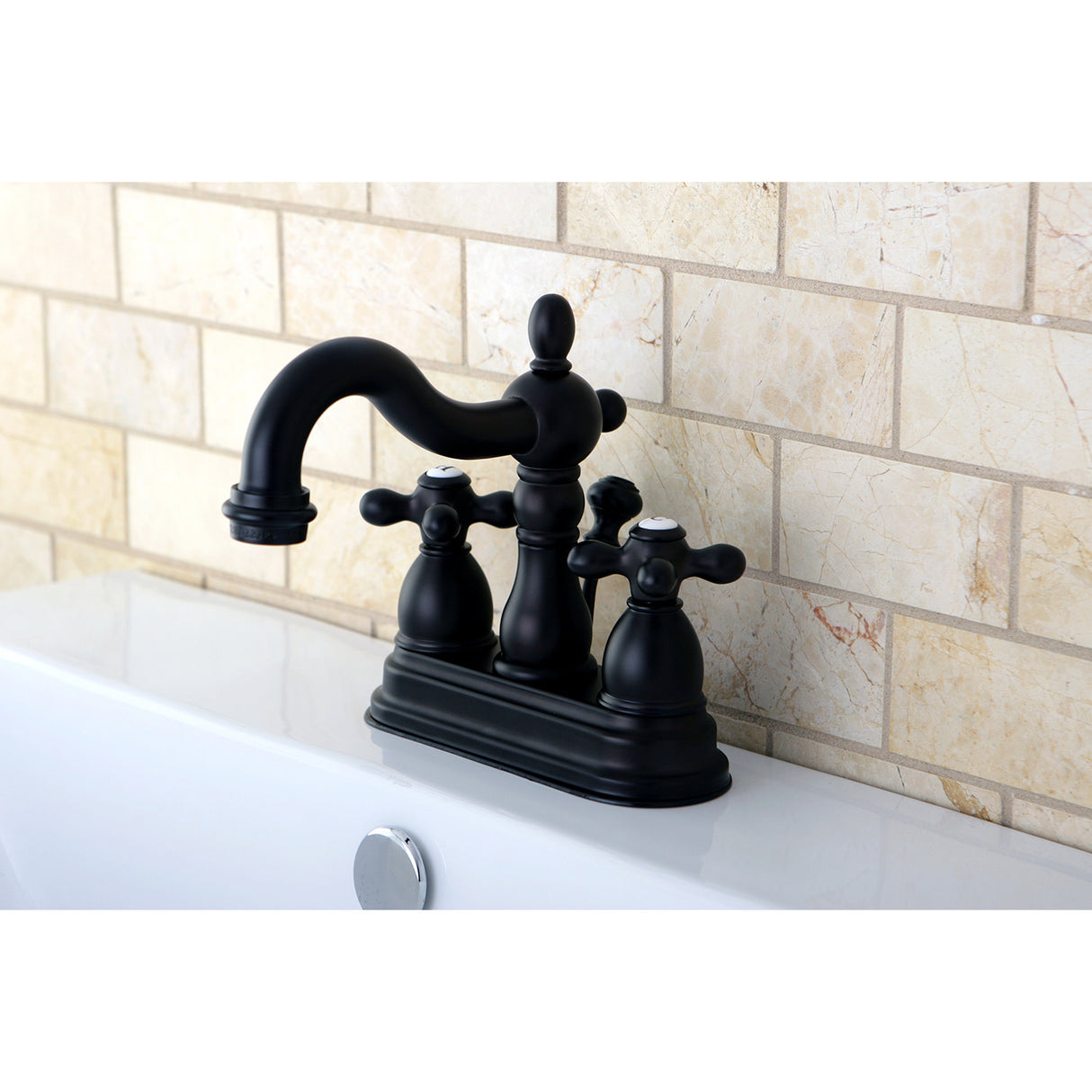 Kingston Brass KB1605AX Heritage 4 in. Centerset Bathroom Faucet, Oil Rubbed Bronze