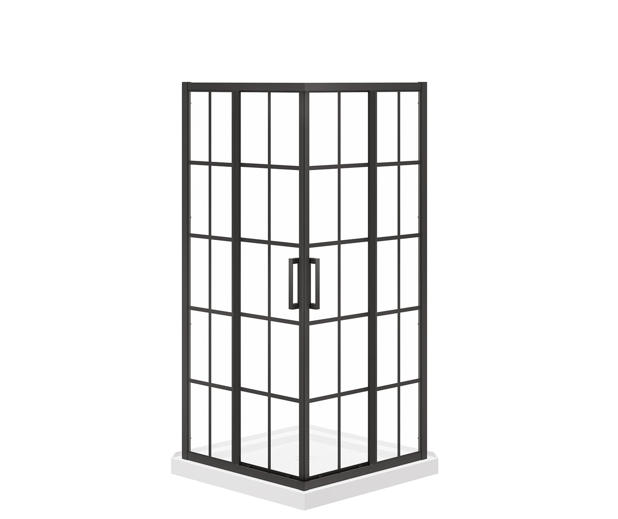 MAAX 107481-977-340-000 Scarlet 36 x 36 Acrylic Corner Drain Shower Kit in White with French Glass in Matte Black
