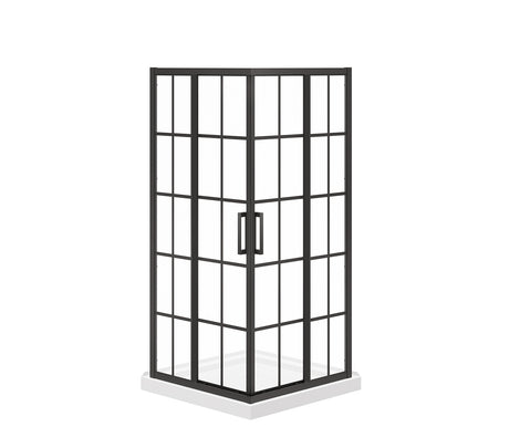 MAAX 107481-977-340-000 Scarlet 36 x 36 Acrylic Corner Drain Shower Kit in White with French Glass in Matte Black