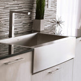 DAX Stainless Steel Farmhouse Top Mount Kitchen Sink, Brushed Stainless Steel DAX-SQ-3321