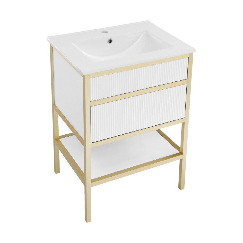 Cache 24" Freestanding, Bathroom Vanity in White and Gold