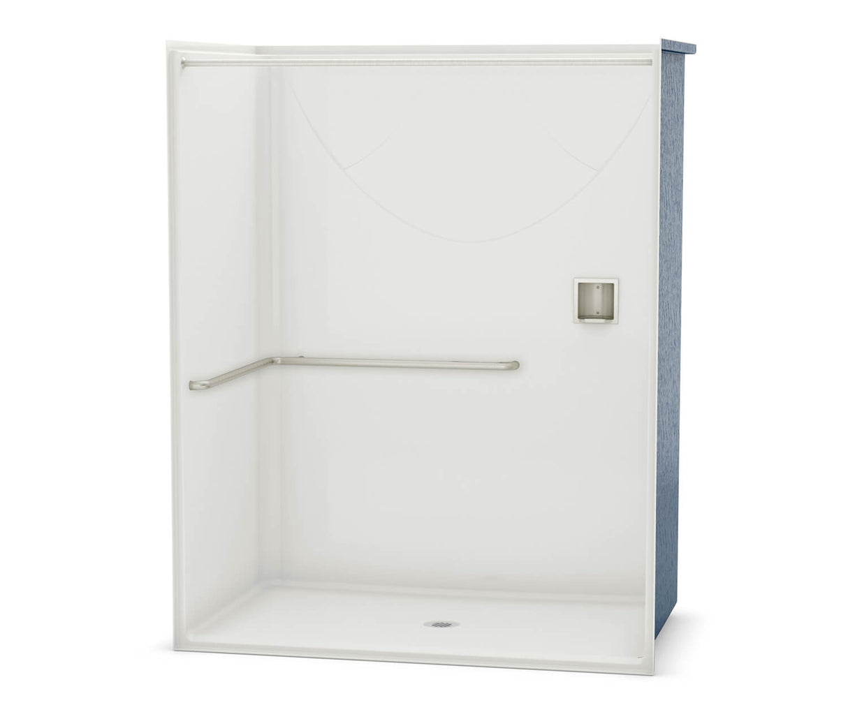 MAAX 106078-000-002-113 OPS-6036-RS - ADA L-Bar AcrylX Alcove Center Drain One-Piece Shower in White