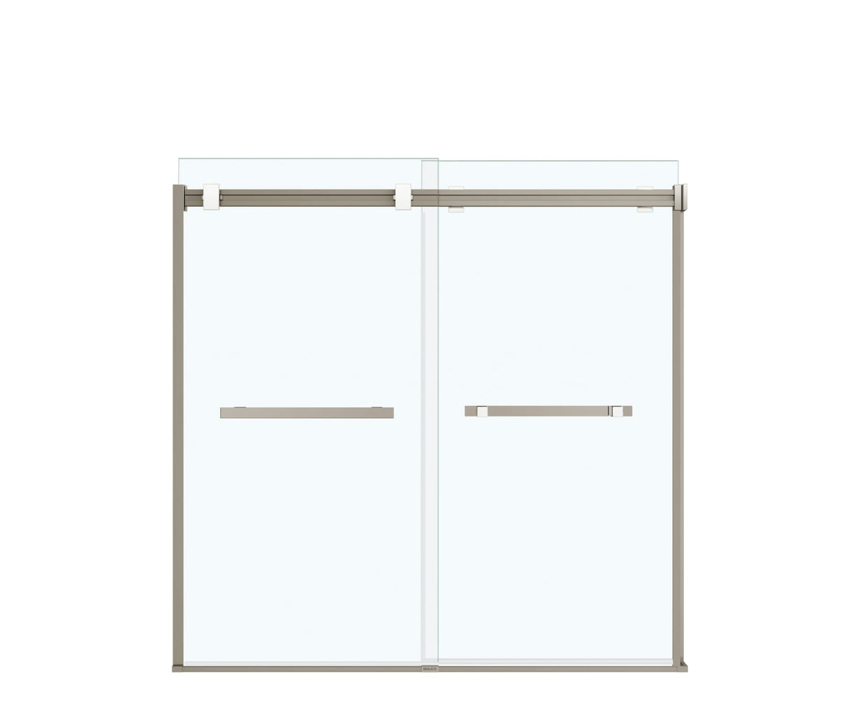 MAAX 136270-900-290-000 Duel 56-59 x 55 ½ x 59 in. 8 mm Bypass Tub Door for Alcove Installation with Clear glass in Brushed Nickel & Matte White