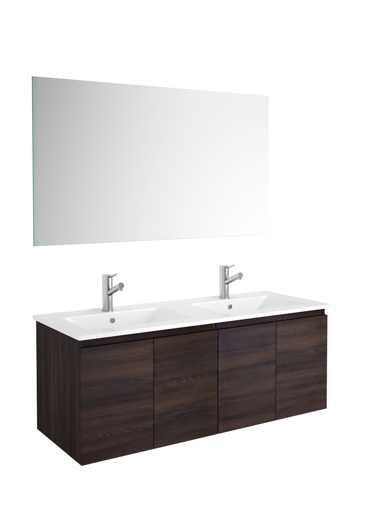 DAX Malibu Engineered Wood and Porcelain Onix Basin with Double Vanity Cabinet, 48", Wenge DAX-MAL014813-ONX