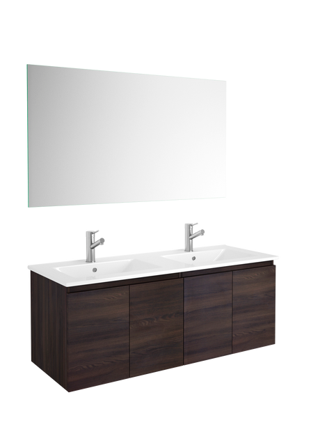 DAX Malibu Engineered Wood and Porcelain Onix Basin with Double Vanity Cabinet, 48", Wenge DAX-MAL014813-ONX