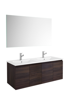 DAX Malibu Engineered Wood and Porcelain Onix Basin with Double Vanity Cabinet, 48", Wenge DAX-MAL014813-ONX