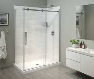 MAAX 420033-503-001-000 B3X 6036 Acrylic Corner Right Shower Base with Center Drain in White