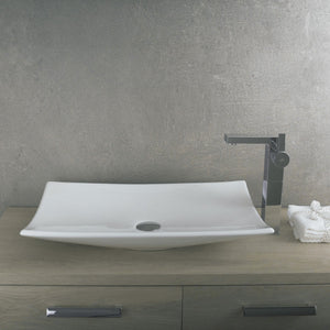 DAX Ceramic Rectangular Single Bowl Bathroom Vessel Basin, White BSN-CL1056