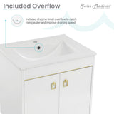 Lumiere 24" Freestanding, Bathroom Vanity in Glossy White and Gold