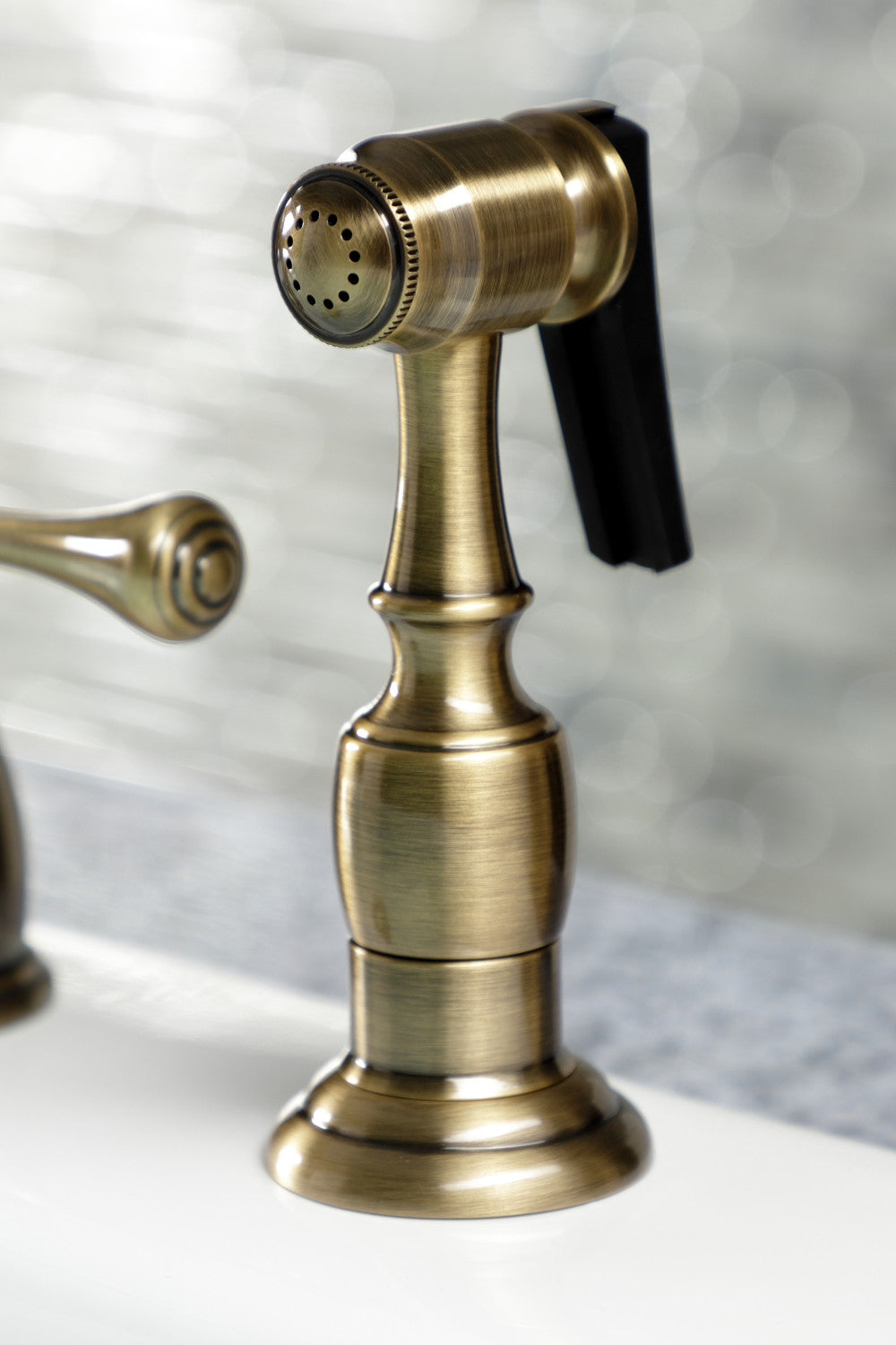 Kingston Brass KB1793BLBS Heritage Widespread Kitchen Faucet, Antique Brass