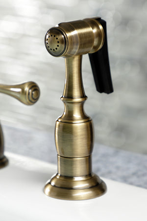 Kingston Brass KB1793BLBS Heritage Widespread Kitchen Faucet, Antique Brass