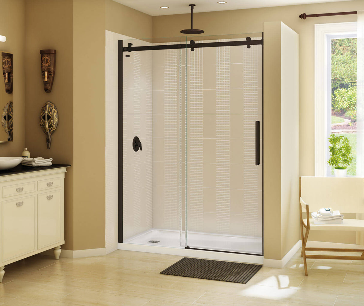 MAAX 138997-900-173-000 Halo 56 ½-59 x 78 ¾ in. 8mm Sliding Shower Door for Alcove Installation with Clear glass in Dark Bronze