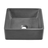 Lisse 15" Square Concrete Vessel Bathroom Sink in Dark Grey