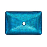 Cascade Rectangular Glass Vessel Sink with Faucet, Ocean Blue