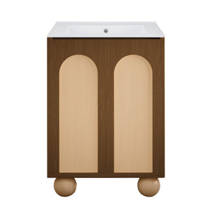 Plaisir II 24" Freestanding Bathroom Vanity in Brown Oak with 3-Hole Centerset Sink Top