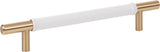 Atlas Homewares Zanzibar White Leather Pull 6 5/16 Inch (c-c) Warm Brass