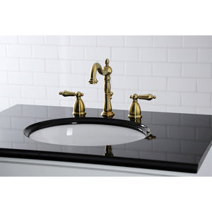 Kingston Brass KB1977AL Heritage Widespread Bathroom Faucet with Brass Pop-Up, Brushed Brass