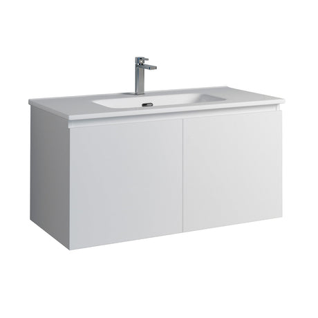 DAX Malibu Engineered Wood and Porcelain Basin Single Vanity Cabinet, 36", White DAX-MAL013611-ONX