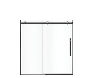 MAAX 138480-900-380-000 Vela 56 ½-59 x 59 in. 8 mm Sliding Tub Door for Alcove Installation with Clear glass in Matte Black and Brushed Gold