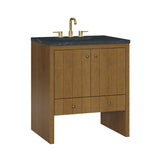 Hudson 30" Single Vanity, Honey Oak w/ 3 CM Charcoal Soapstone Silestone Top