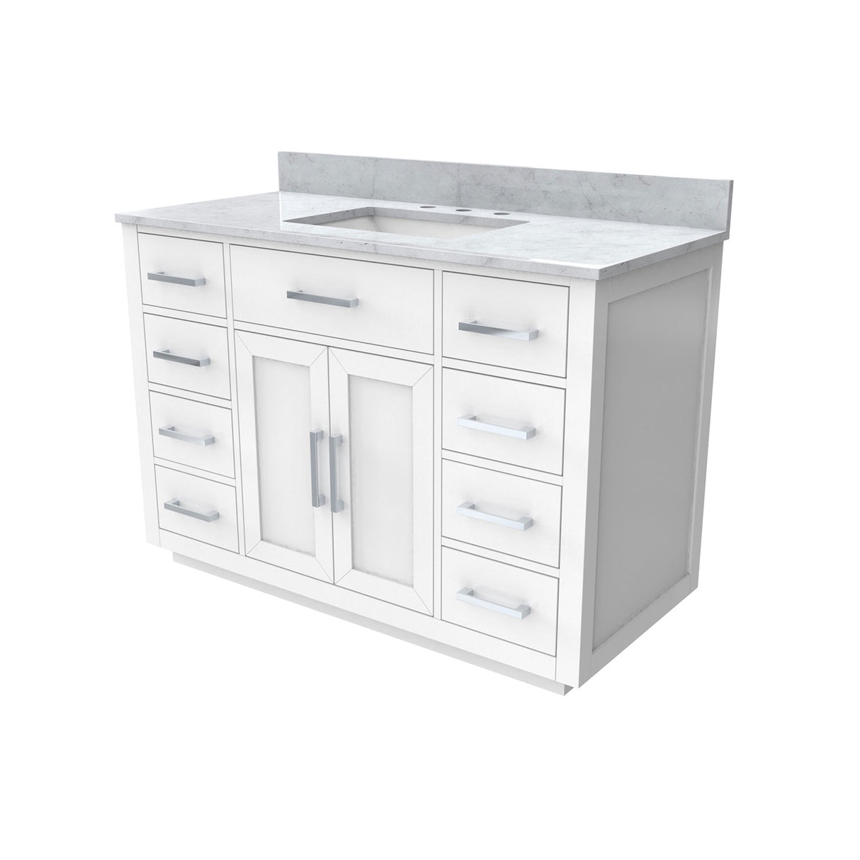 Dexterity 48 Inch Oak Vanity with Rectangular Undermount Sink - White