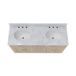 Dexterity 60 Inch Oak Vanity with Oval Undermount Sinks - Light Oak