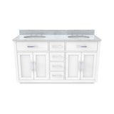 Dexterity 60 Inch Oak Vanity with Oval Undermount Sinks - White