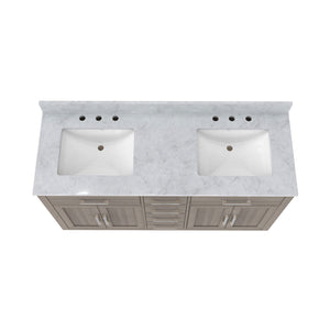 Dexterity 60 Inch Oak Vanity with Rectangular Undermount Sinks - Gray Oak