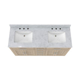 Dexterity 60 Inch Oak Vanity with Rectangular Undermount Sinks - Light Oak