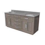 Dexterity 72 Inch Oak Vanity with Oval Undermount Sinks - Gray Oak