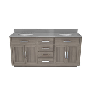 Dexterity 72 Inch Oak Vanity with Oval Undermount Sinks - Gray Oak