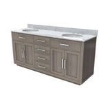 Dexterity 72 Inch Oak Vanity with Oval Undermount Sinks - Gray Oak