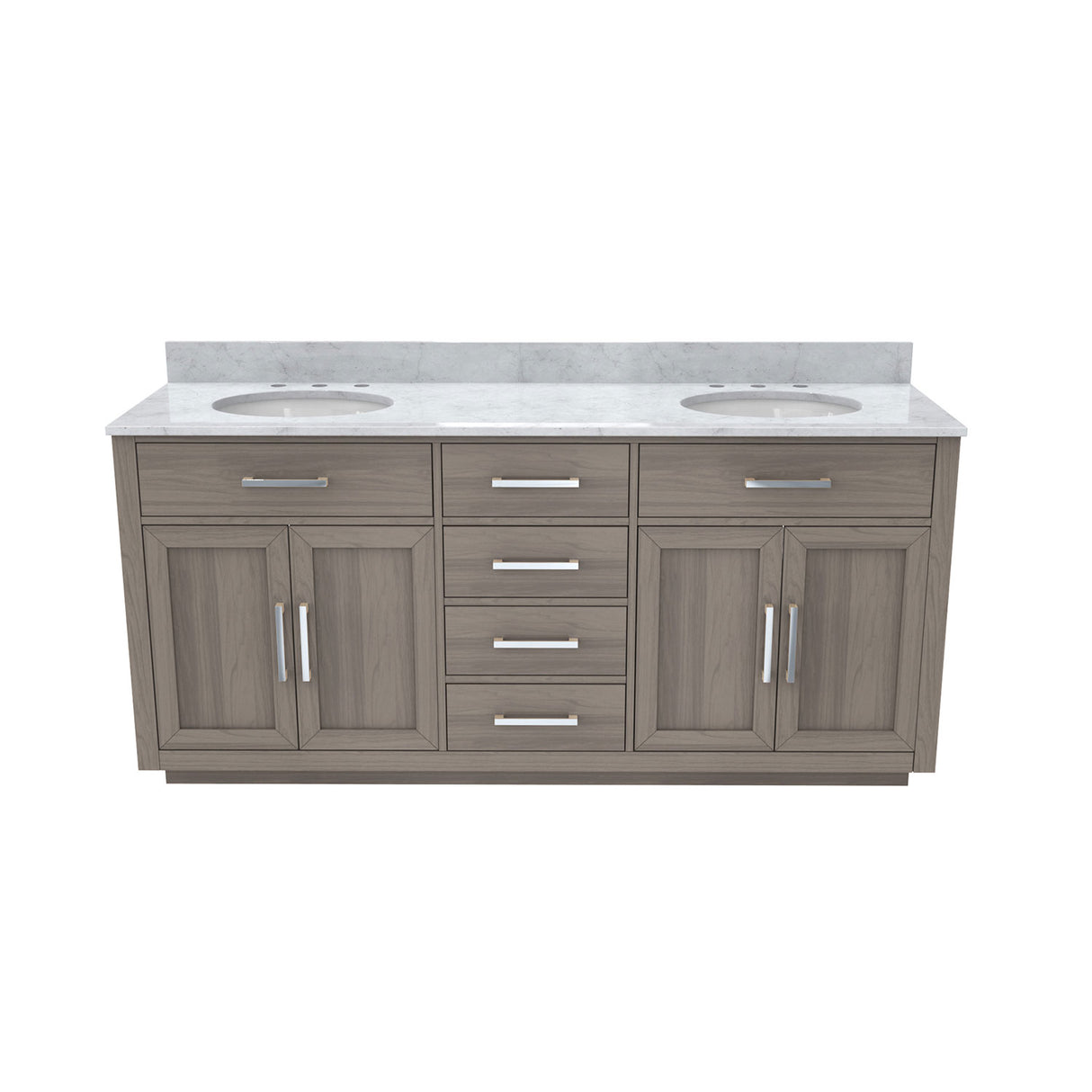 Dexterity 72 Inch Oak Vanity with Oval Undermount Sinks - Gray Oak