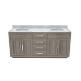 Dexterity 72 Inch Oak Vanity with Oval Undermount Sinks - Gray Oak