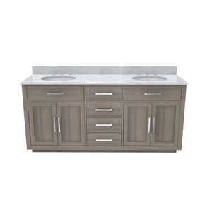 Dexterity 72 Inch Oak Vanity with Oval Undermount Sinks - Gray Oak