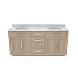 Dexterity 72 Inch Oak Vanity with Oval Undermount Sinks - Light Oak