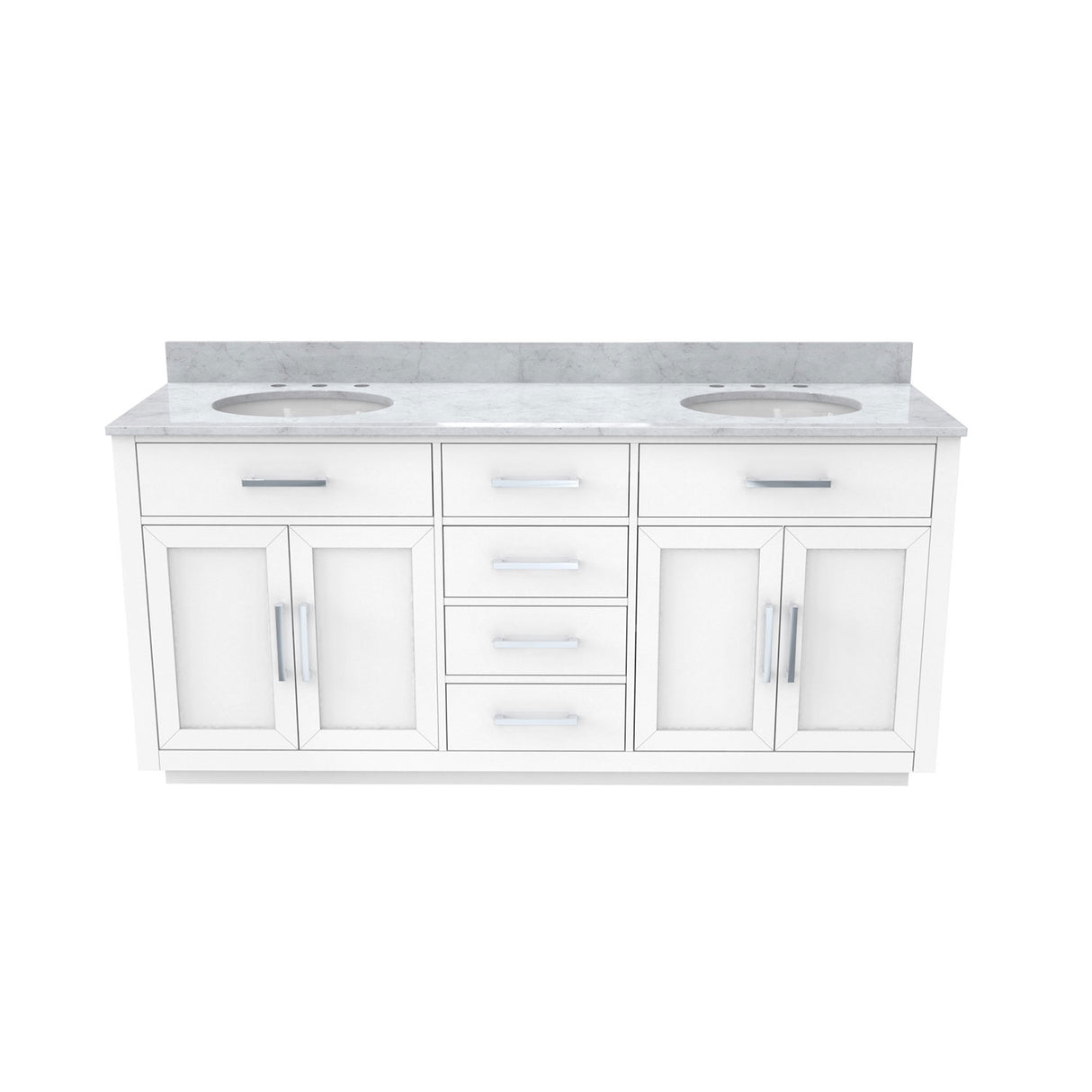 Dexterity 72 Inch Oak Vanity with Oval Undermount Sinks - White