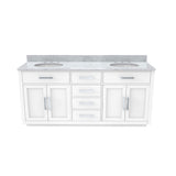 Dexterity 72 Inch Oak Vanity with Oval Undermount Sinks - White