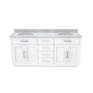 Dexterity 72 Inch Oak Vanity with Oval Undermount Sinks - White