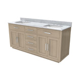 Dexterity 72 Inch Oak Vanity with Rectangular Undermount Sinks - Light Oak