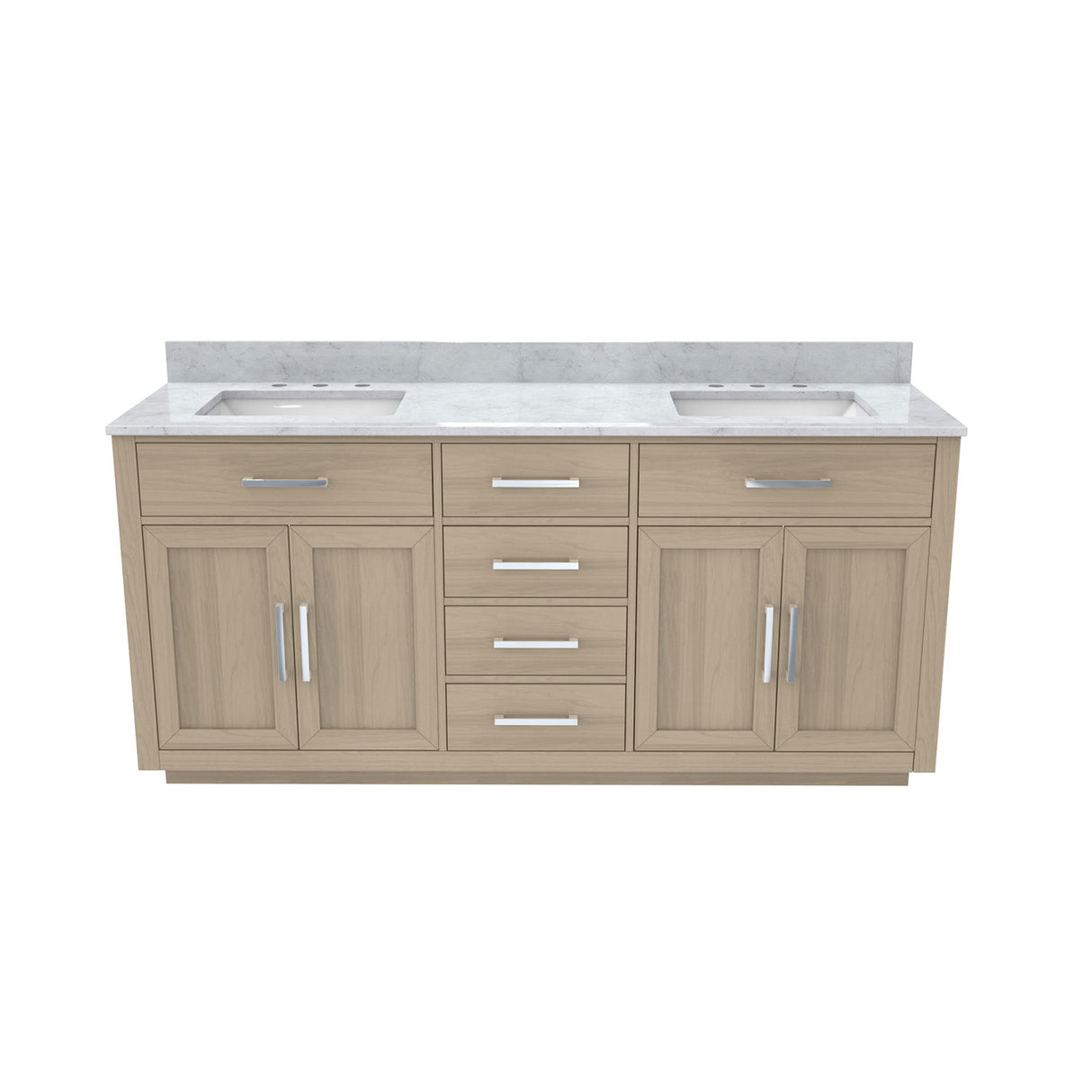 Dexterity 72 Inch Oak Vanity with Rectangular Undermount Sinks - Light Oak