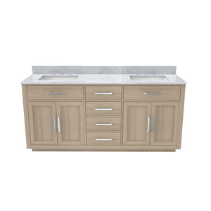 Dexterity 72 Inch Oak Vanity with Rectangular Undermount Sinks - Light Oak