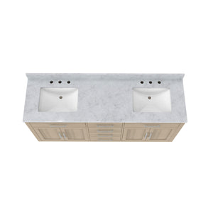 Dexterity 72 Inch Oak Vanity with Rectangular Undermount Sinks - Light Oak