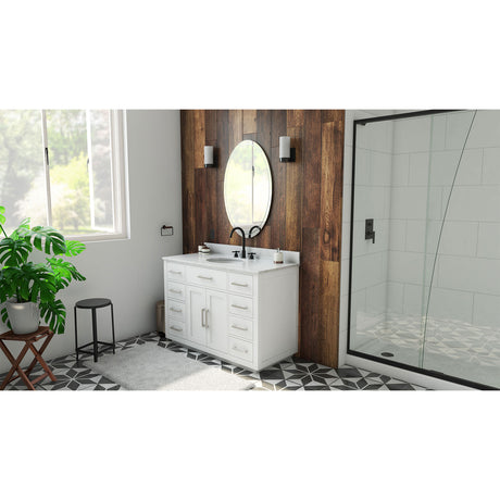Dexterity 48 Inch Oak Vanity with Oval Undermount Sink - White
