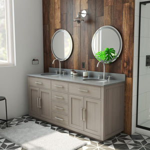 Dexterity 72 Inch Oak Vanity with Oval Undermount Sinks - Gray Oak