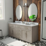 Dexterity 72 Inch Oak Vanity with Oval Undermount Sinks - Gray Oak