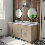 Dexterity 72 Inch Oak Vanity with Oval Undermount Sinks - Light Oak